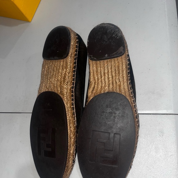 Fendi Black and Brown Espadrille Flats 8 1/2 - Picture 2 of 6